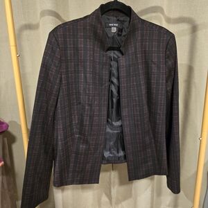 Nine West Women's Black and Red Plaid Blazer
